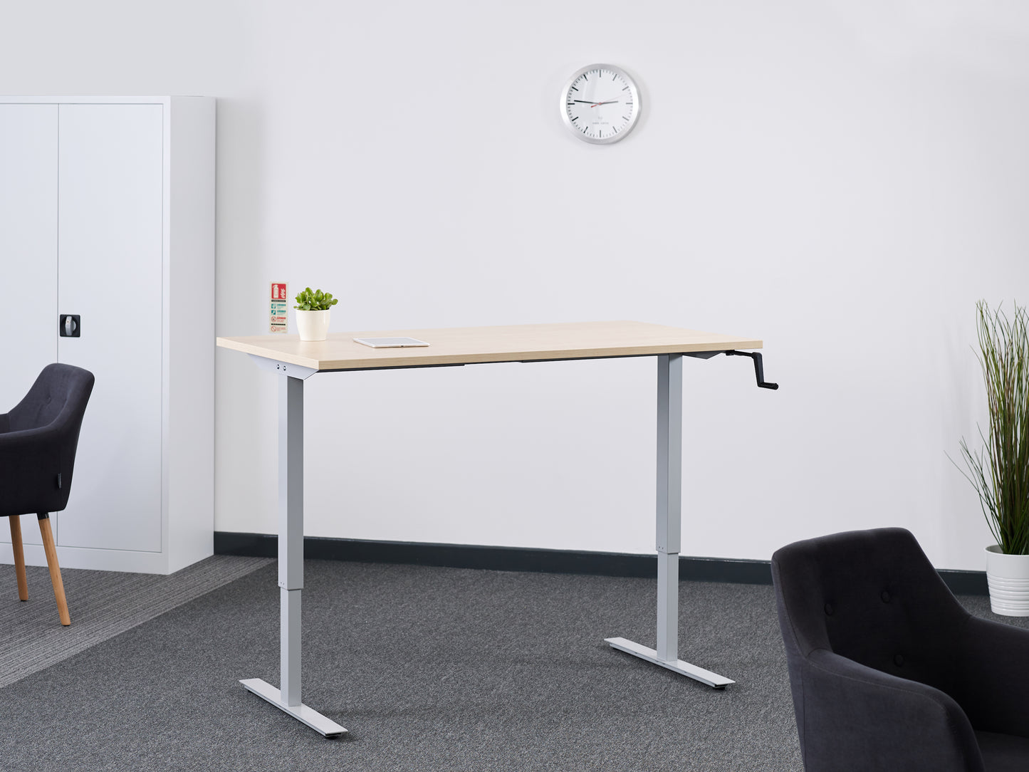 Bowman Manual Sitstand Desk - White & Oak - Desks - Standing - Manual | Tollo.co.uk  